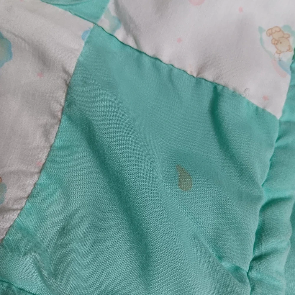 Vintage Baby Quilt Crib Blanket Patchwork Vintage Nursey Retro Pastel 42x33
